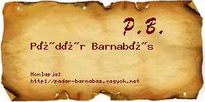 Pádár Barnabás névjegykártya